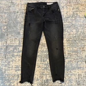 REVOLVE Pistola Destroyed Charcoal Jeans Raw Hem Size 28 Strerchy Cropped